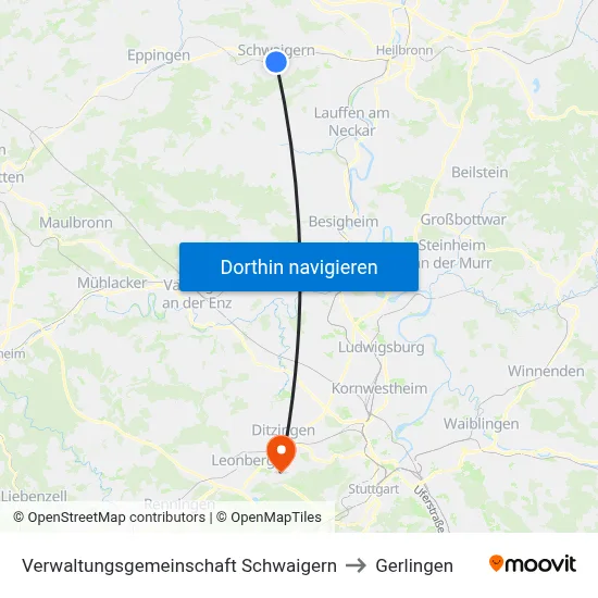 Verwaltungsgemeinschaft Schwaigern to Gerlingen map