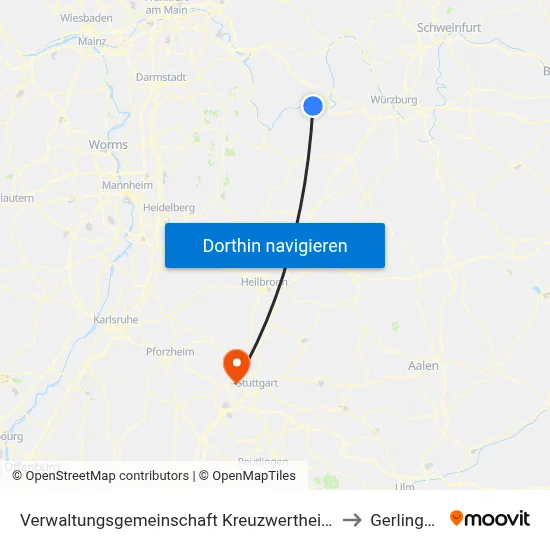 Verwaltungsgemeinschaft Kreuzwertheim to Gerlingen map