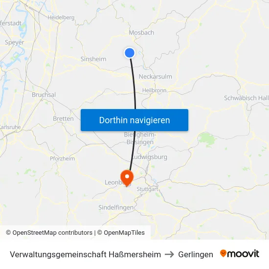 Verwaltungsgemeinschaft Haßmersheim to Gerlingen map