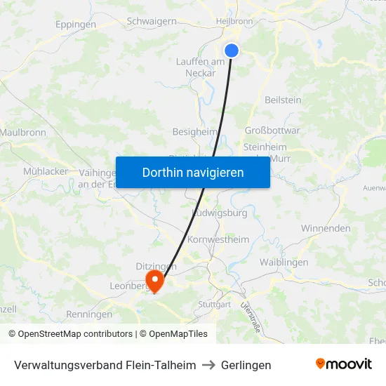 Verwaltungsverband Flein-Talheim to Gerlingen map
