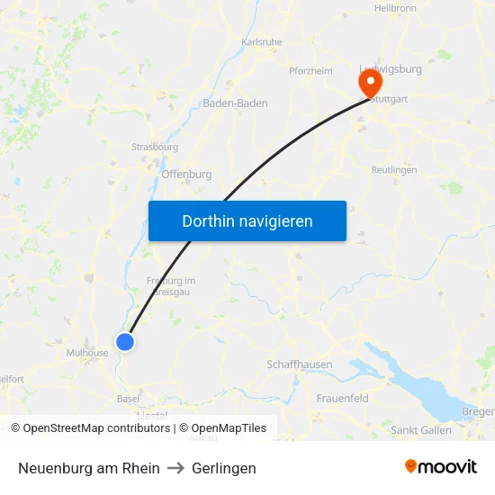 Neuenburg am Rhein to Gerlingen map