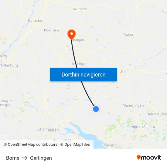 Boms to Gerlingen map