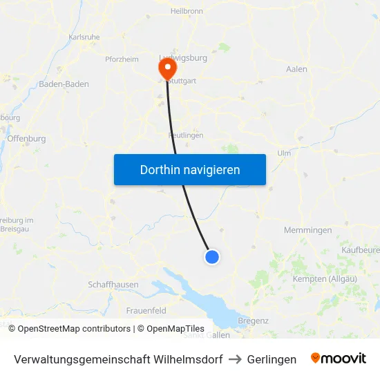 Verwaltungsgemeinschaft Wilhelmsdorf to Gerlingen map