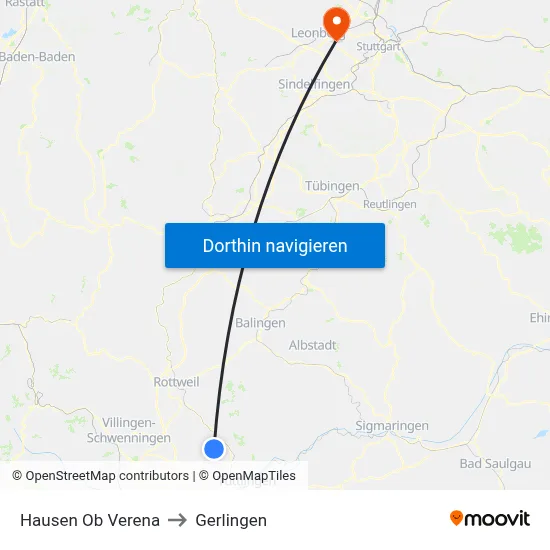 Hausen Ob Verena to Gerlingen map