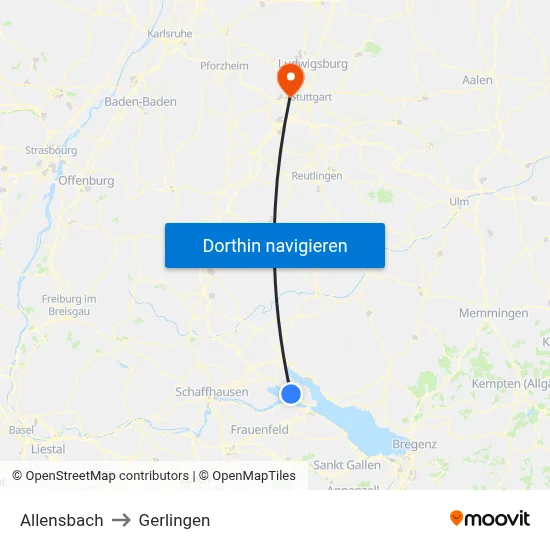 Allensbach to Gerlingen map