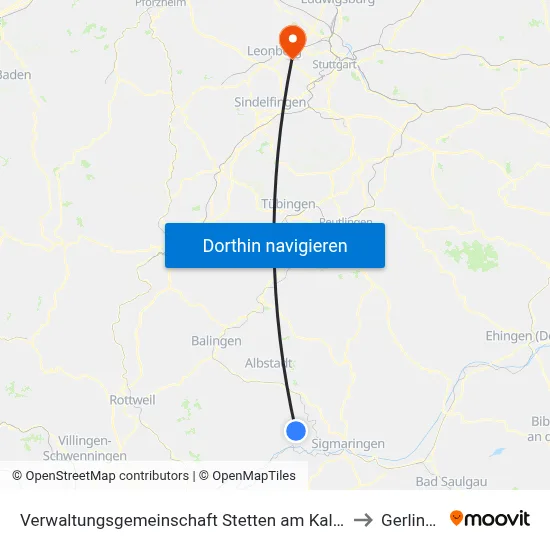 Verwaltungsgemeinschaft Stetten am Kalten Markt to Gerlingen map