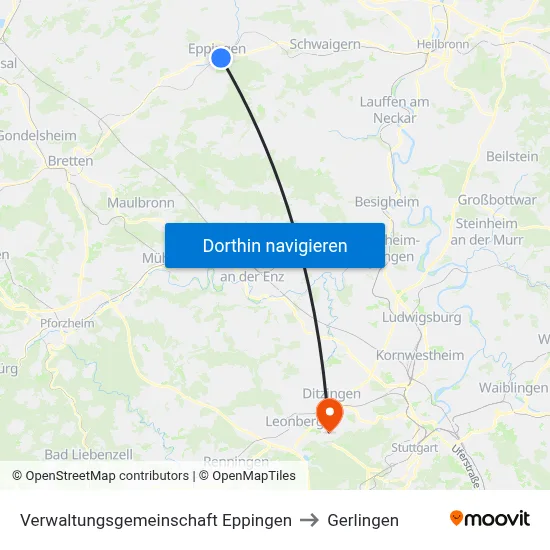 Verwaltungsgemeinschaft Eppingen to Gerlingen map
