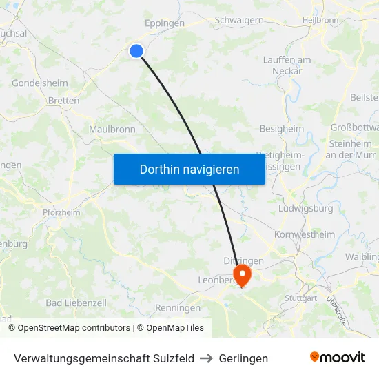 Verwaltungsgemeinschaft Sulzfeld to Gerlingen map