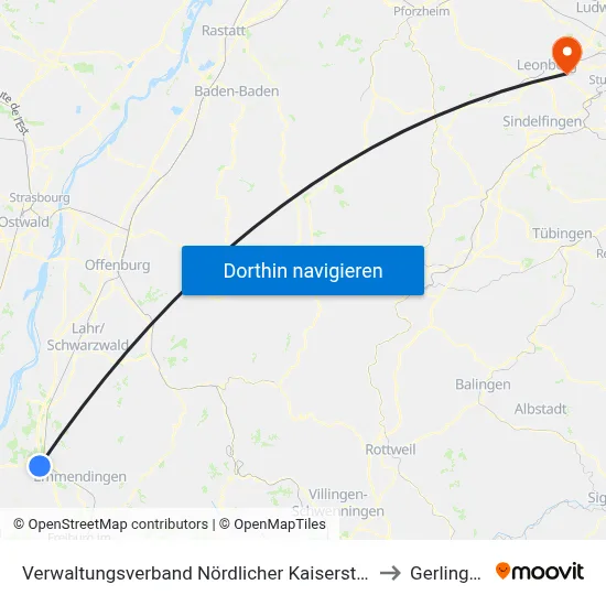 Verwaltungsverband Nördlicher Kaiserstuhl to Gerlingen map