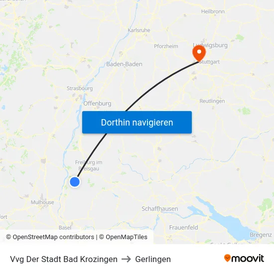 Vvg Der Stadt Bad Krozingen to Gerlingen map