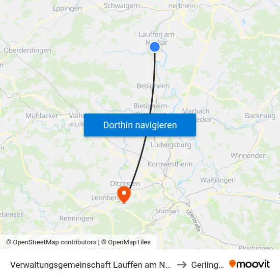 Verwaltungsgemeinschaft Lauffen am Neckar to Gerlingen map
