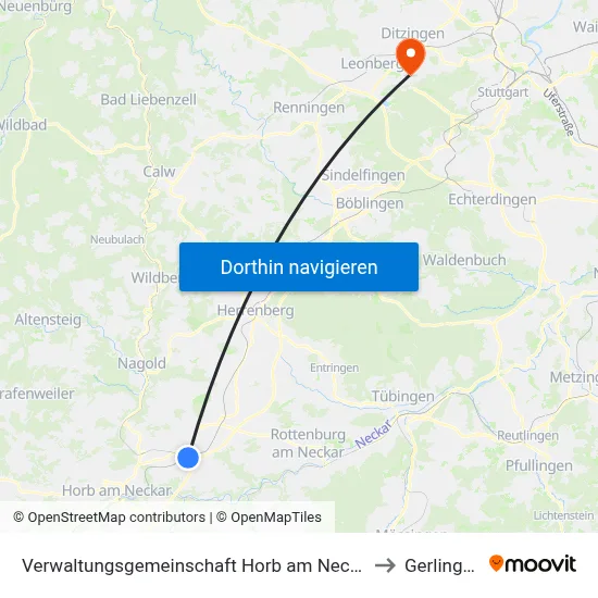 Verwaltungsgemeinschaft Horb am Neckar to Gerlingen map