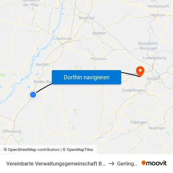 Vereinbarte Verwaltungsgemeinschaft Bühl to Gerlingen map