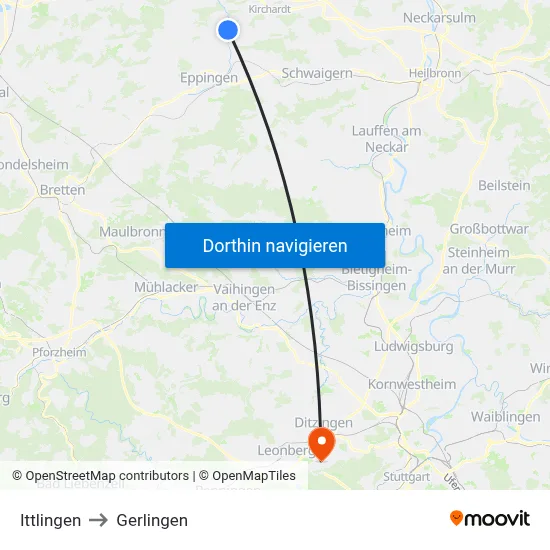 Ittlingen to Gerlingen map