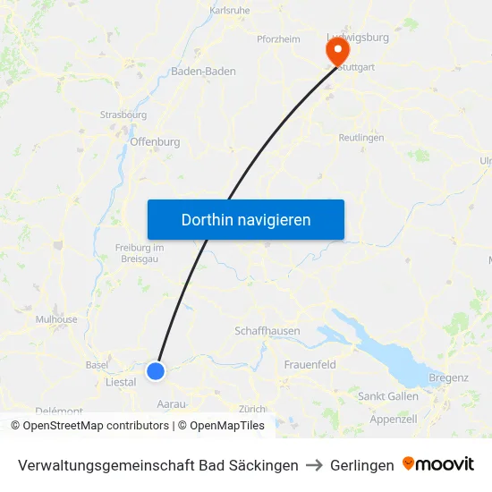 Verwaltungsgemeinschaft Bad Säckingen to Gerlingen map