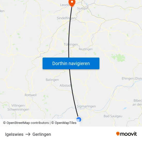 Igelswies to Gerlingen map