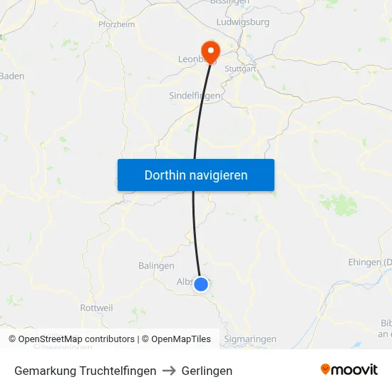 Gemarkung Truchtelfingen to Gerlingen map