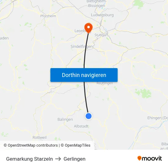 Gemarkung Starzeln to Gerlingen map