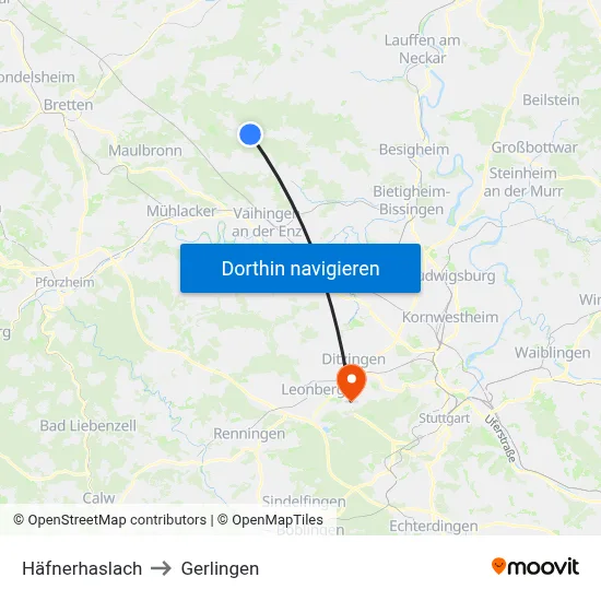 Häfnerhaslach to Gerlingen map