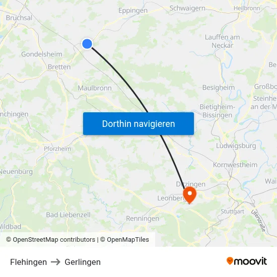 Flehingen to Gerlingen map