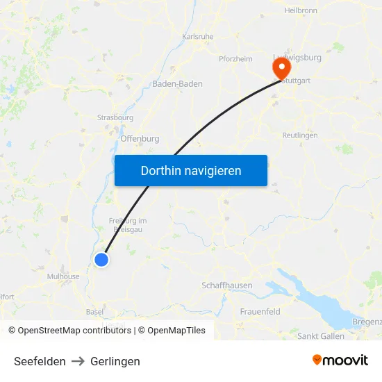 Seefelden to Gerlingen map