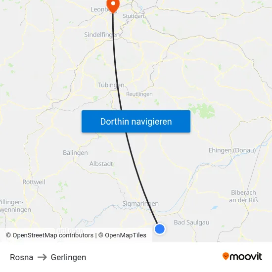 Rosna to Gerlingen map