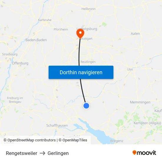 Rengetsweiler to Gerlingen map
