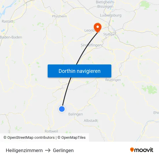 Heiligenzimmern to Gerlingen map