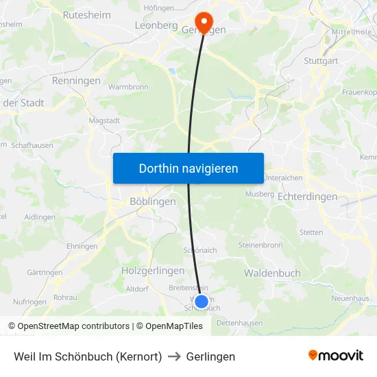 Weil Im Schönbuch (Kernort) to Gerlingen map
