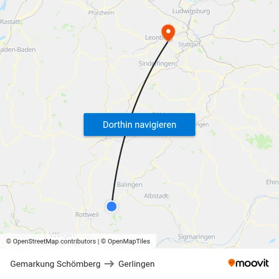 Gemarkung Schömberg to Gerlingen map