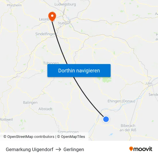 Gemarkung Uigendorf to Gerlingen map