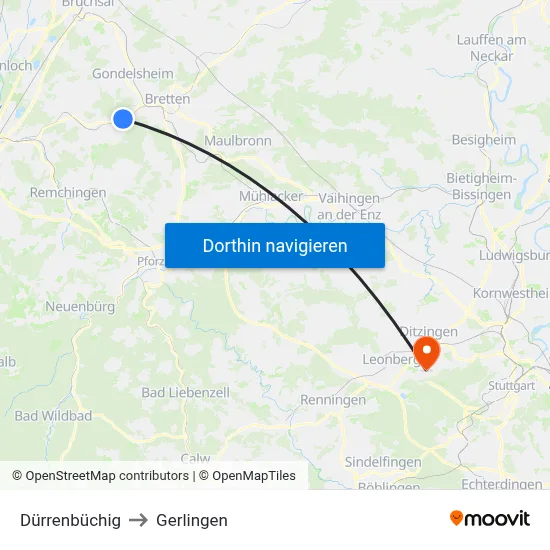 Dürrenbüchig to Gerlingen map