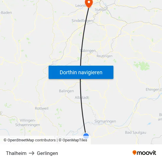 Thalheim to Gerlingen map