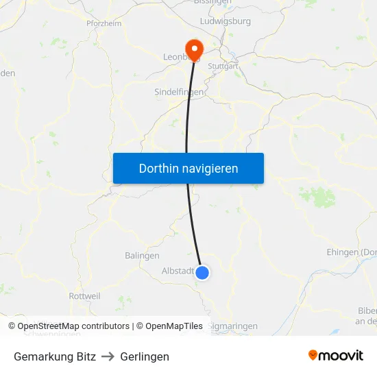 Gemarkung Bitz to Gerlingen map