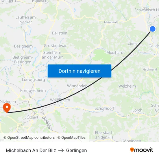 Michelbach An Der Bilz to Gerlingen map