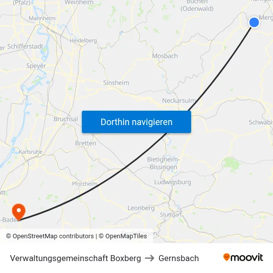 Verwaltungsgemeinschaft Boxberg to Gernsbach map