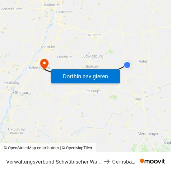 Verwaltungsverband Schwäbischer Wald to Gernsbach map