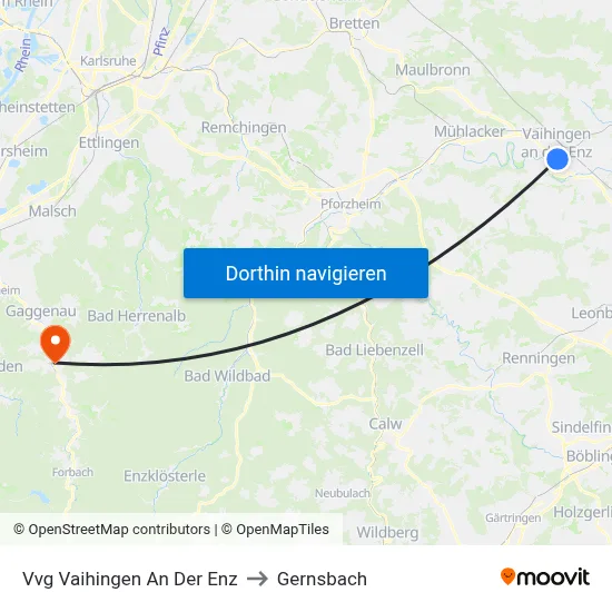 Vvg Vaihingen An Der Enz to Gernsbach map