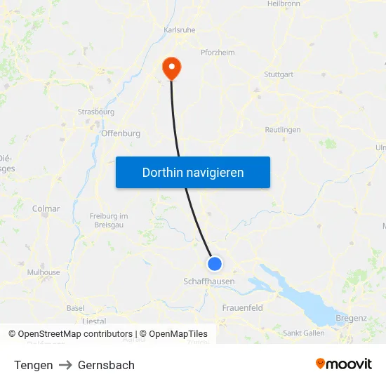Tengen to Gernsbach map