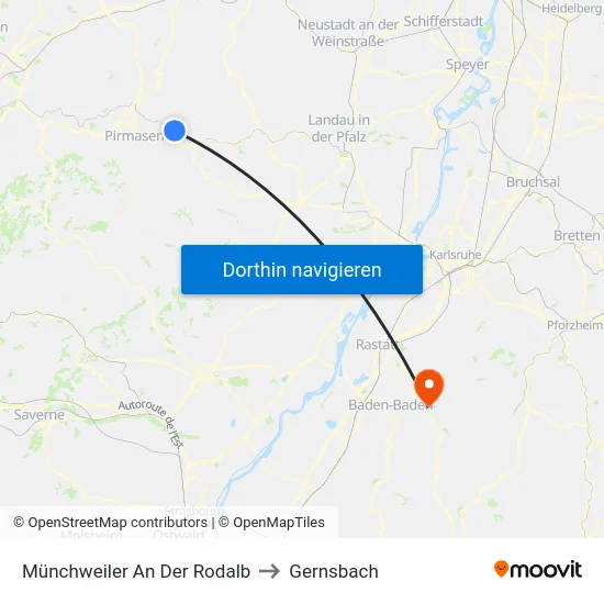 Münchweiler An Der Rodalb to Gernsbach map