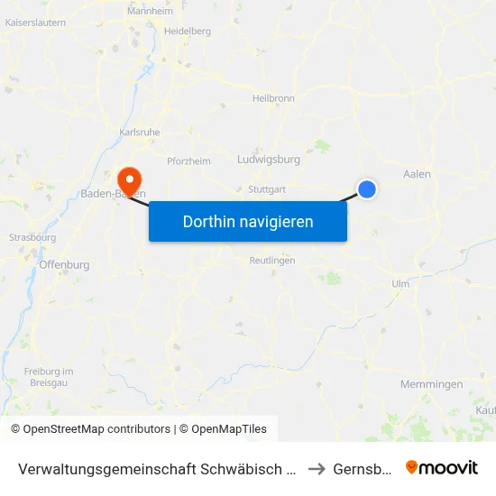 Verwaltungsgemeinschaft Schwäbisch Gmünd to Gernsbach map
