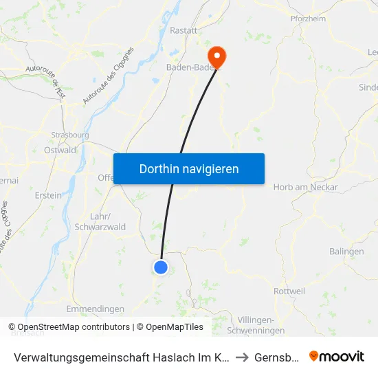 Verwaltungsgemeinschaft Haslach Im Kinzigtal to Gernsbach map