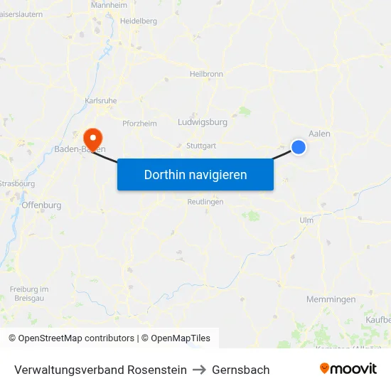 Verwaltungsverband Rosenstein to Gernsbach map