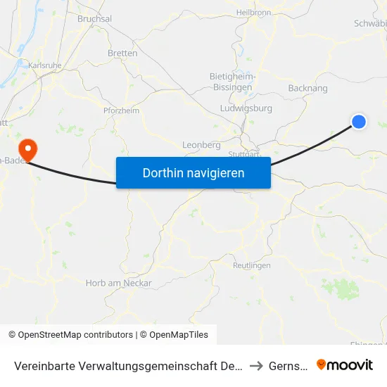 Vereinbarte Verwaltungsgemeinschaft Der Stadt Welzheim to Gernsbach map