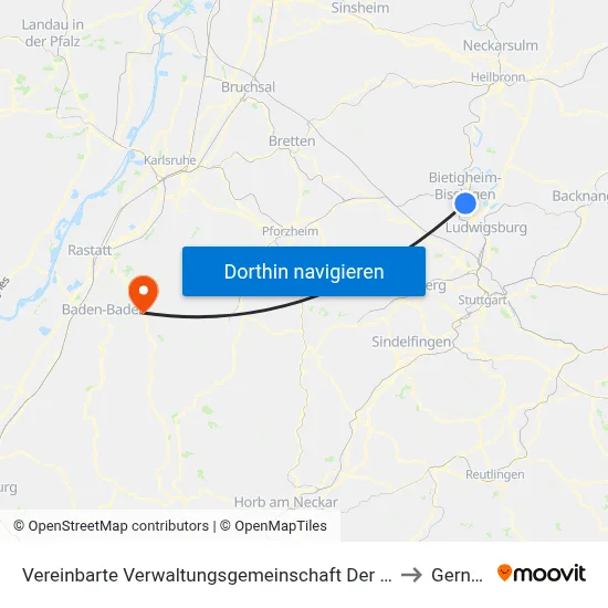 Vereinbarte Verwaltungsgemeinschaft Der Stadt Bietigheim-Bissingen to Gernsbach map