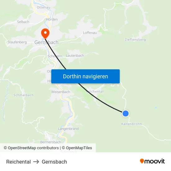 Reichental to Gernsbach map