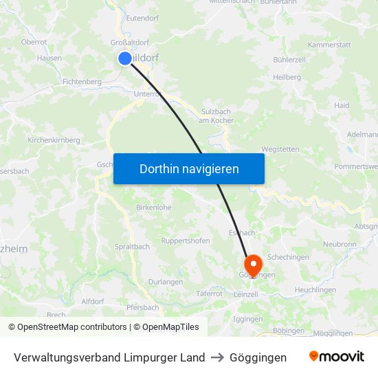 Verwaltungsverband Limpurger Land to Göggingen map