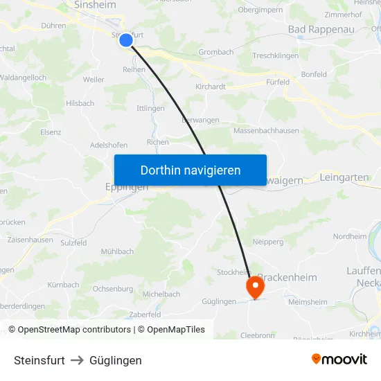 Steinsfurt to Güglingen map