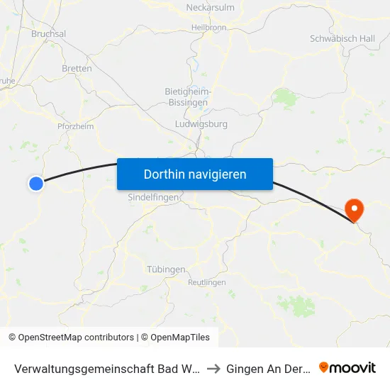 Verwaltungsgemeinschaft Bad Wildbad to Gingen An Der Fils map