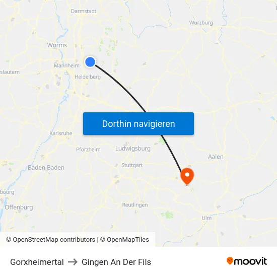 Gorxheimertal to Gingen An Der Fils map